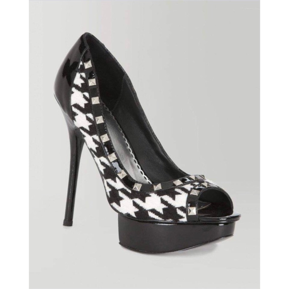 Bebe Leticia Studded Houndstooth Platform Pump